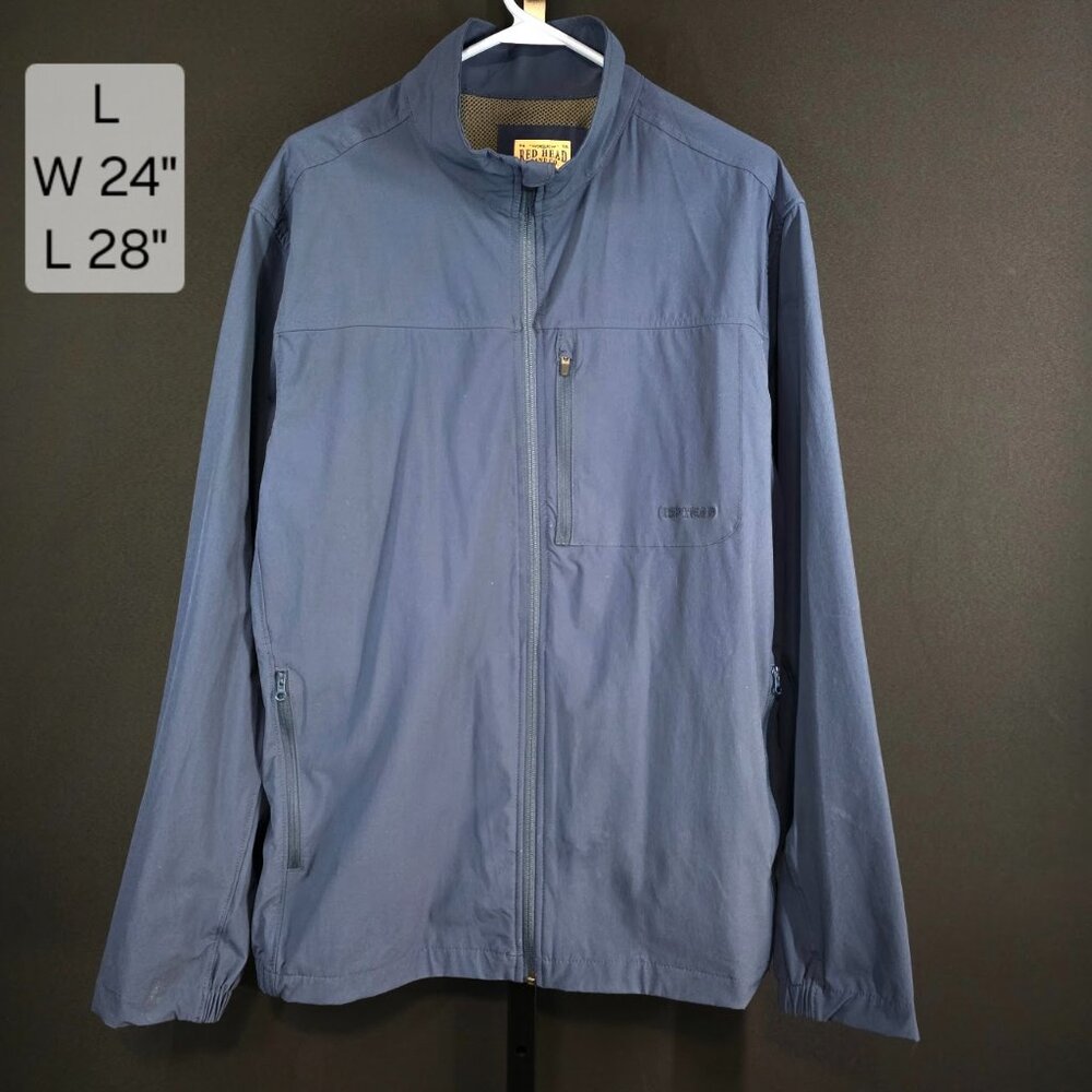 RedHead Jacket Mens L Blue Lightweight Outdoor Hiking Fishing Full Zip Windbreak